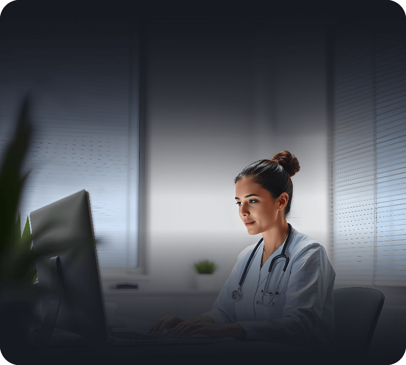 Professional Doctor Working on a Computer